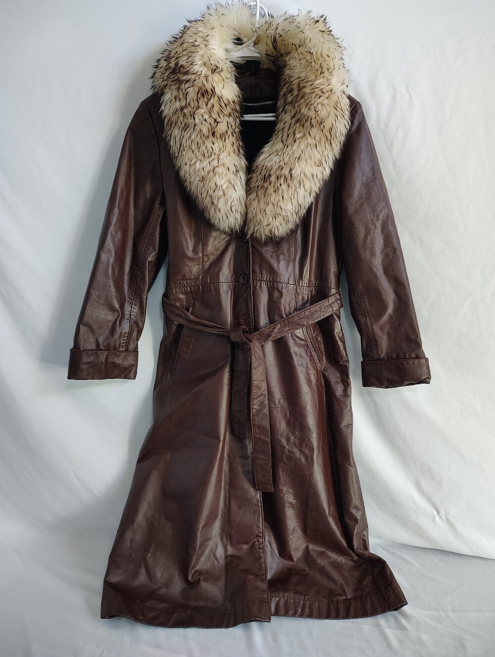 Vintage Leather Trench Coat Women's S/M